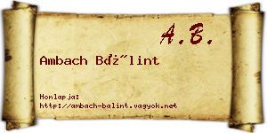 Ambach Bálint névjegykártya